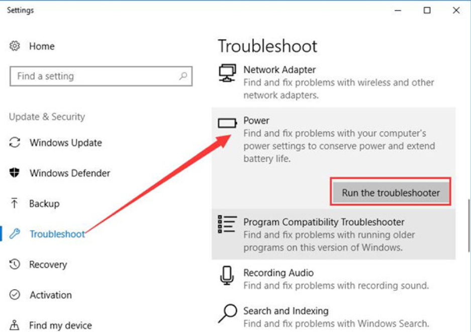 troubleshoot power