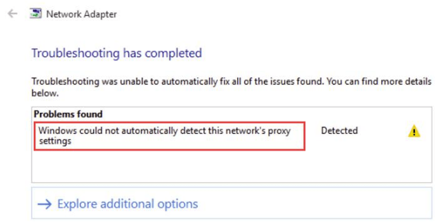Windows could not detect proxy settings